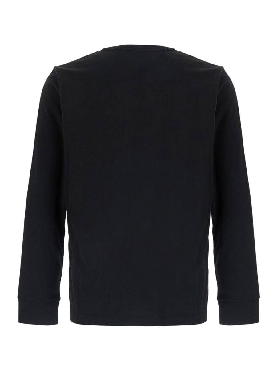 Moncler T-shirt a maniche lunghe con logo sul fronte in cotone nera uomo, view 2