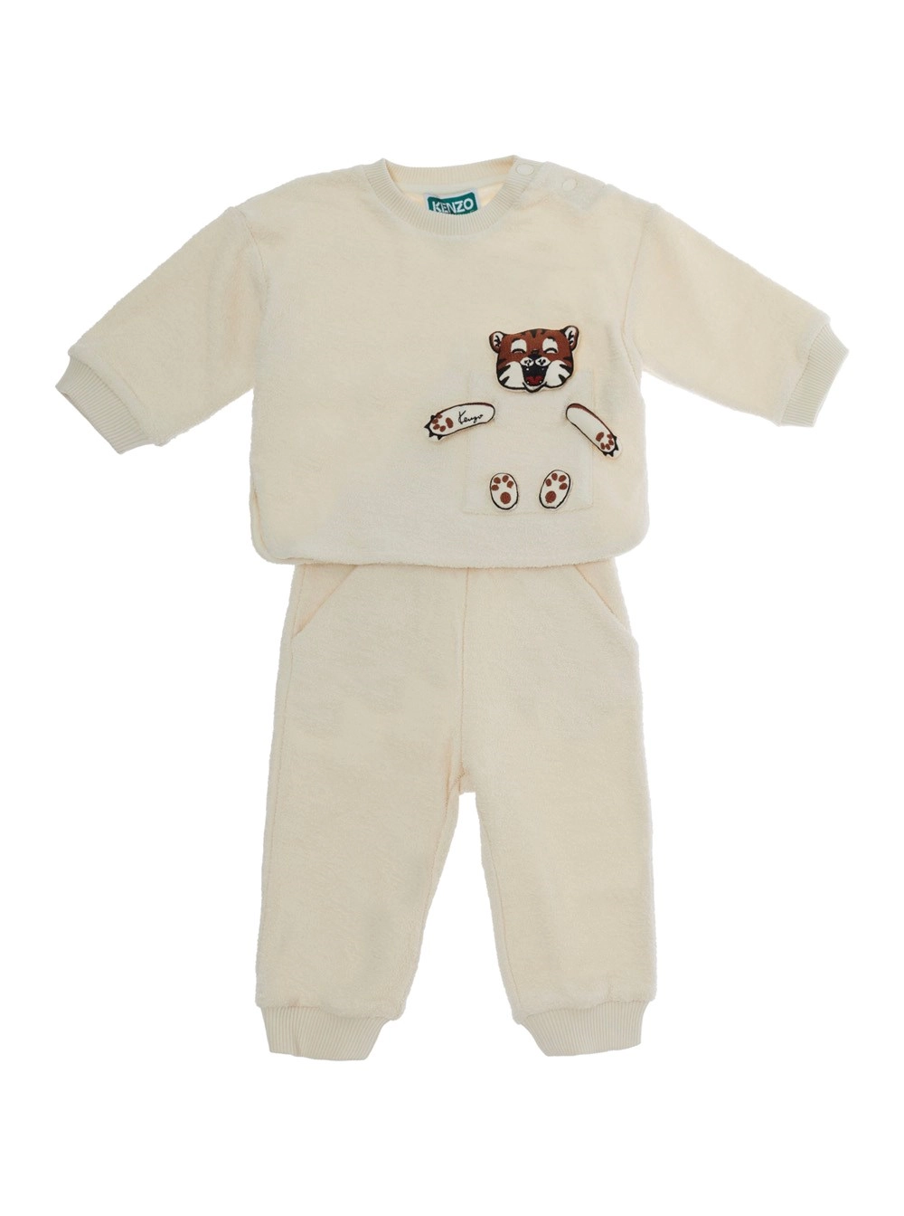 Kenzo kids Completo K6210121G con collo tondo e maniche lunghe in Cotone Beige per Bambina