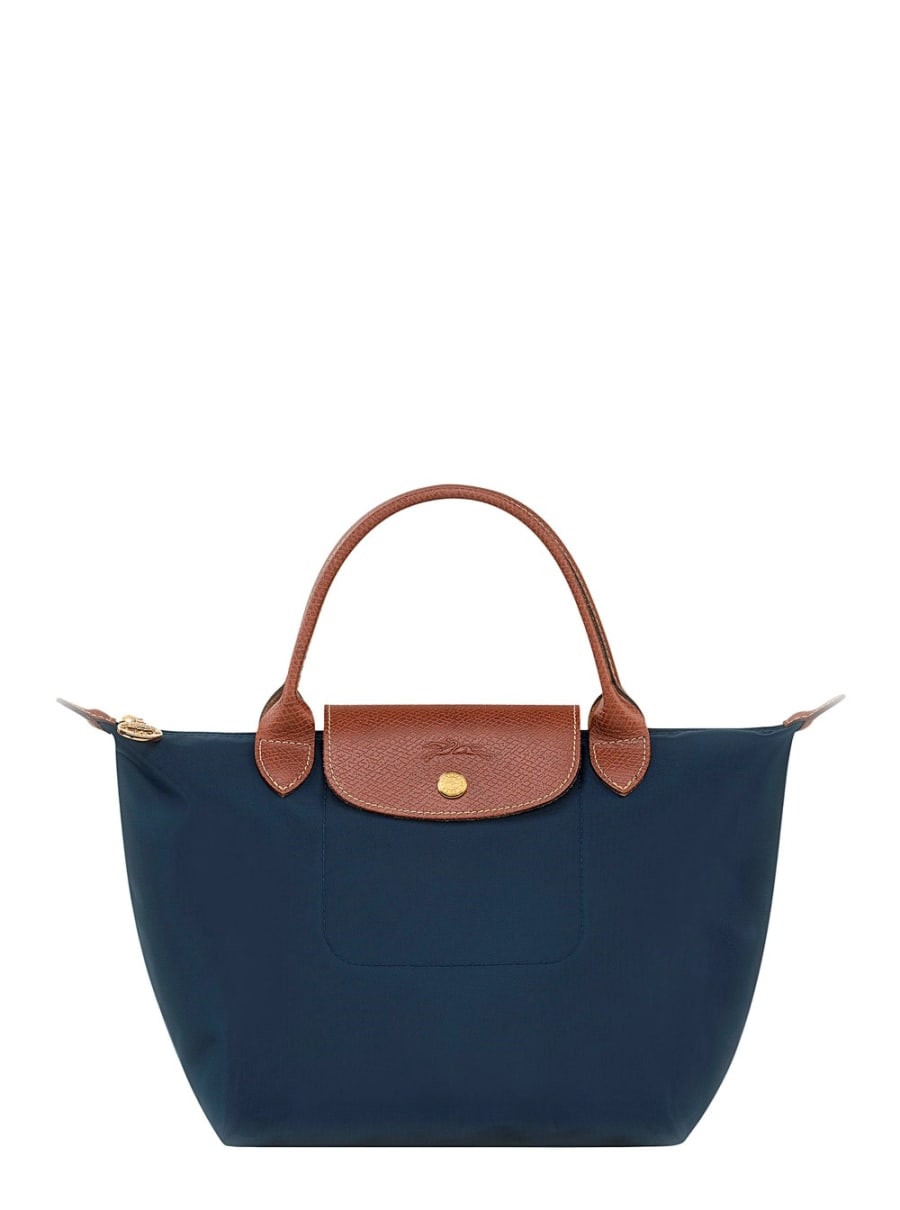 Longchamp Borsa a Mano 'Le Pliage S' con Logo Inciso in Tela Riciclata Blu Donna