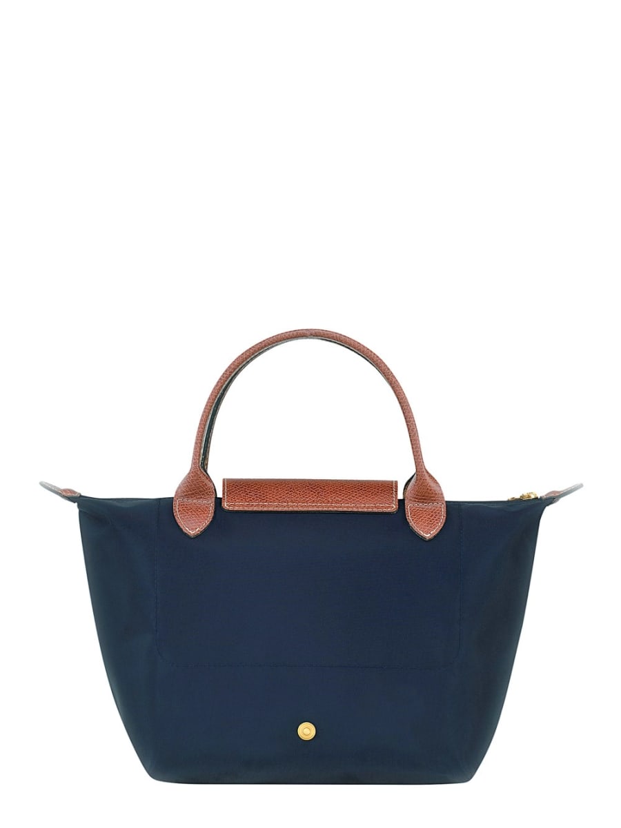 Longchamp Borsa a Mano 'Le Pliage S' con Logo Inciso in Tela Riciclata Blu Donna, view 3