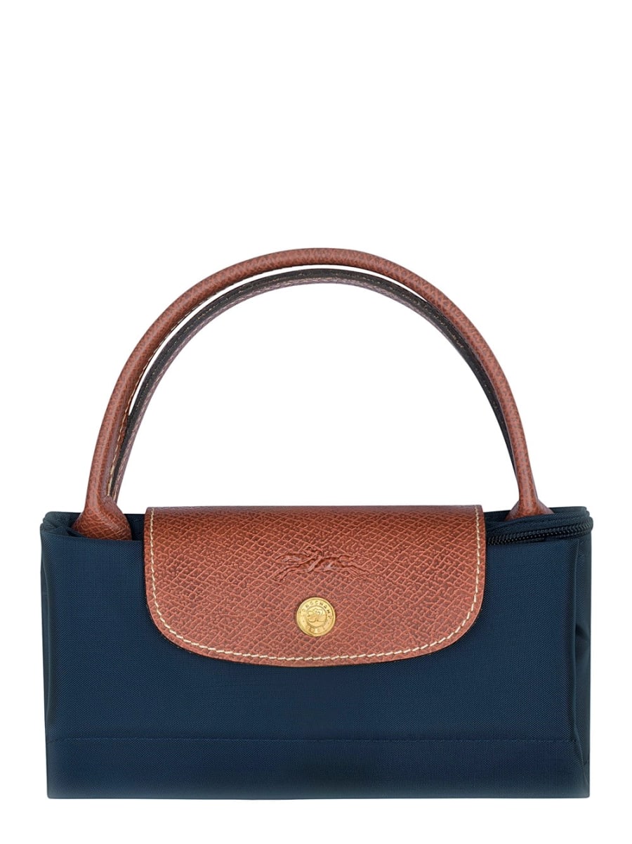 Longchamp Borsa a Mano 'Le Pliage S' con Logo Inciso in Tela Riciclata Blu Donna, view 4
