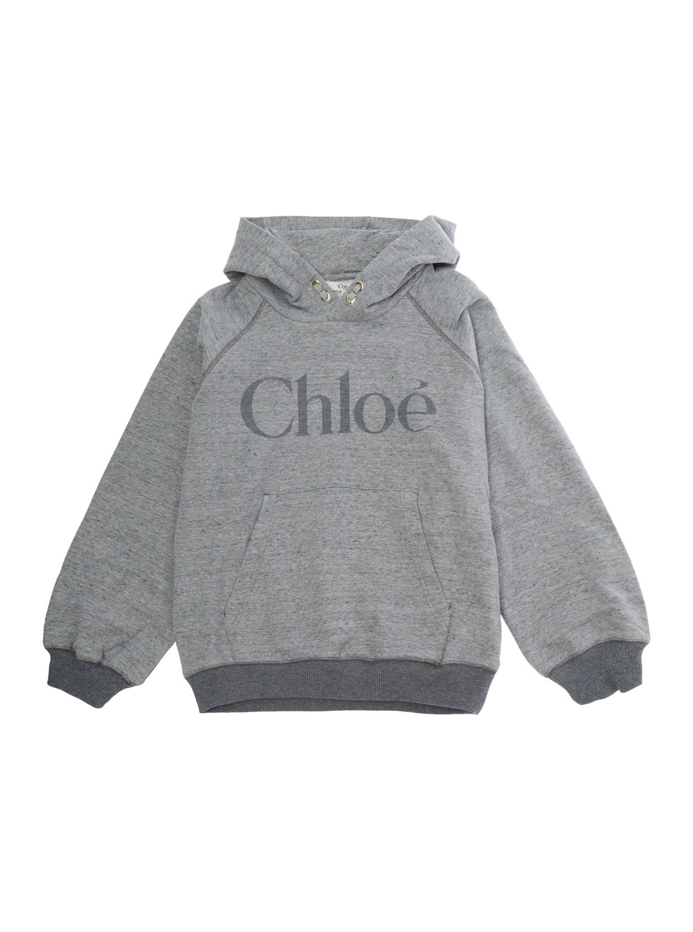 Chloé kids Felpa con cappuccio grigia in cotone per bambino