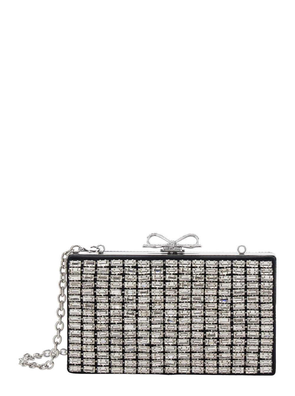 self-portrait Borsa clutch in maglia metallica con catena e dettagli in metallo color argento per donna