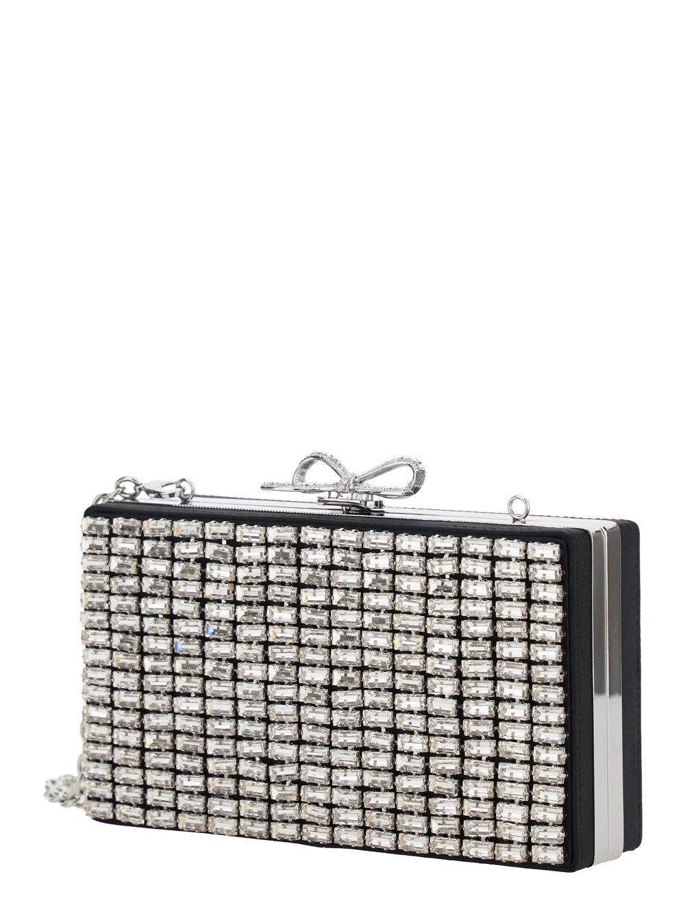 self-portrait Borsa clutch in maglia metallica con catena e dettagli in metallo color argento per donna, view 2