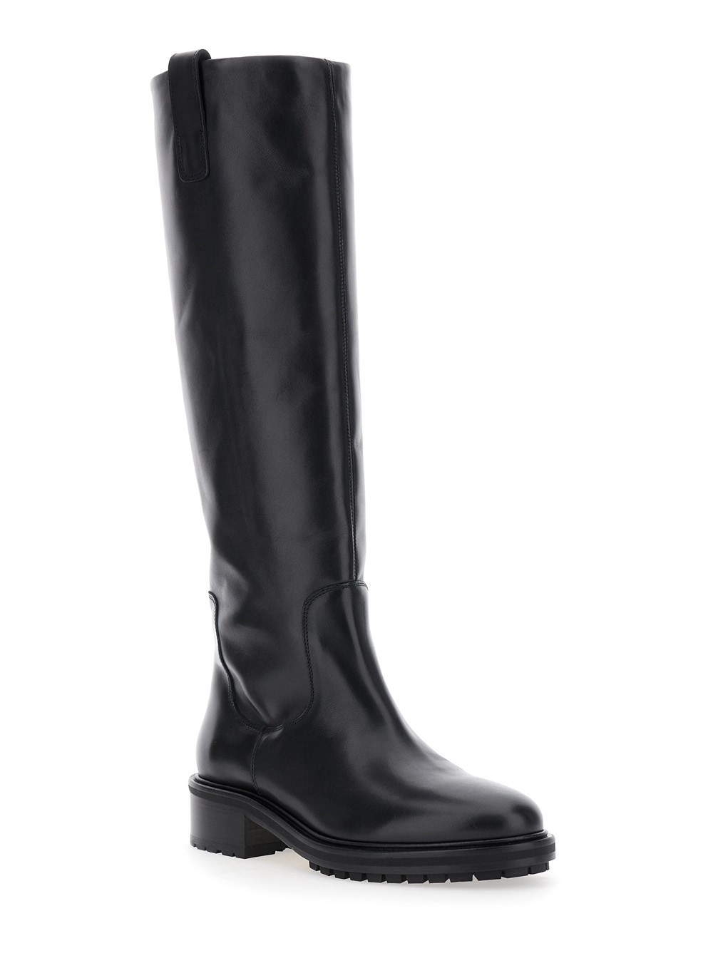 Aeyde Stivali al Ginocchio 'Henry' Slip-On in Pelle Nero Donna, view 2