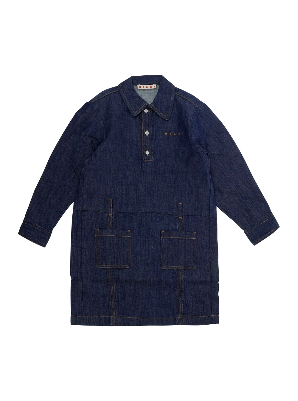 Marni kids Abito M01972M00XXMD350F0M01 con maniche lunghe e cotone Blu Bambina