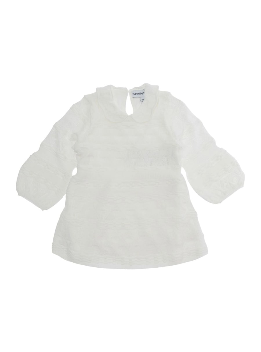 Emporio armani kids Abito con maniche lunghe e chiusura posteriore in bianco per bambina