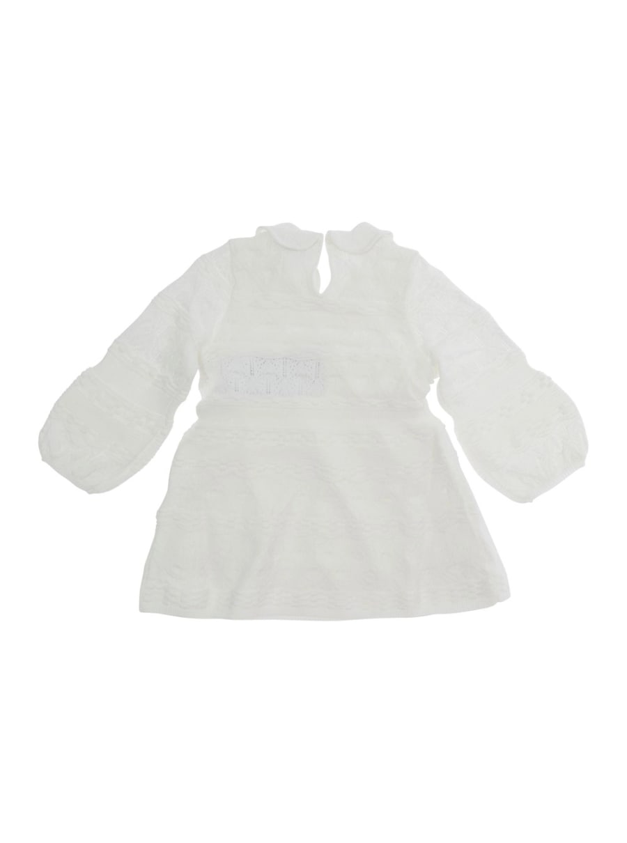 Emporio armani kids Abito con maniche lunghe e chiusura posteriore in bianco per bambina, view 2