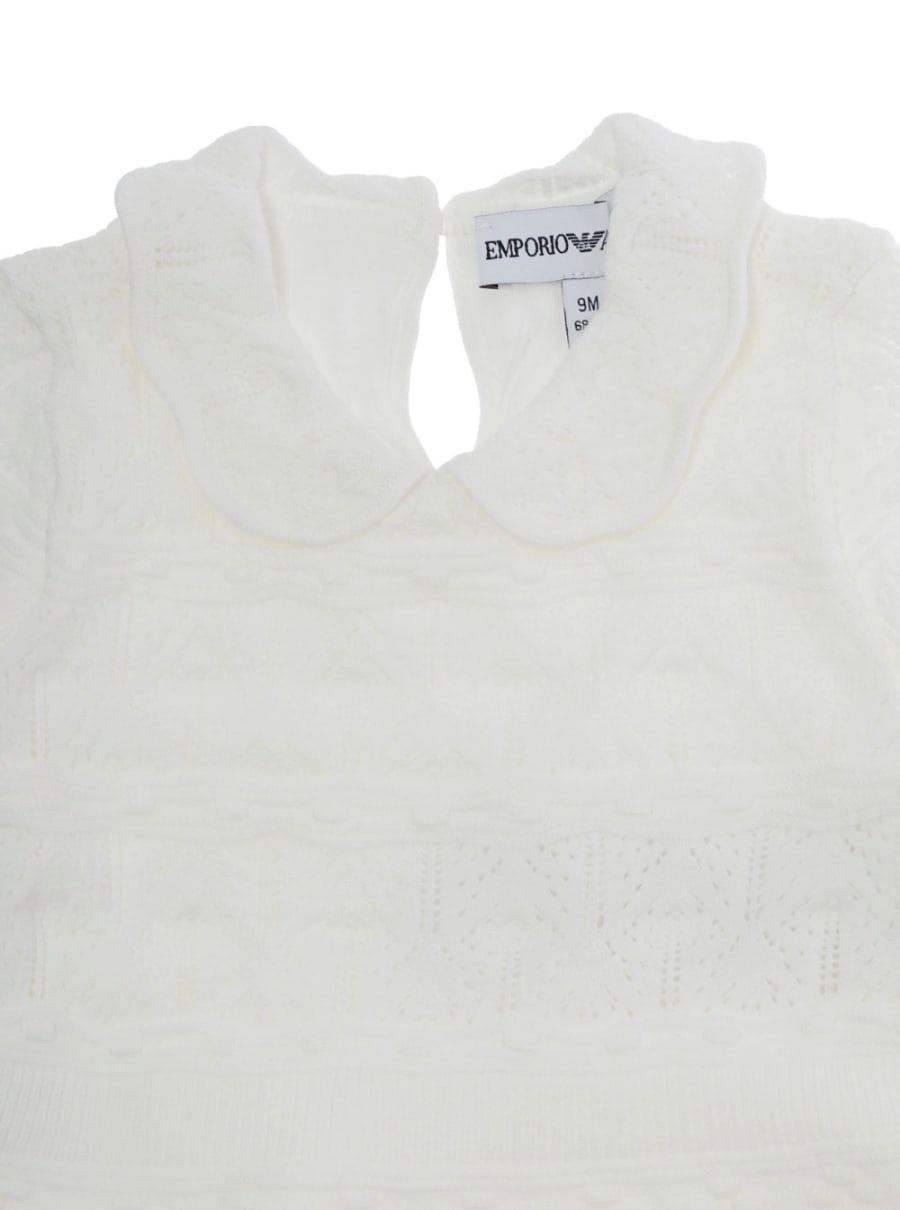 Emporio armani kids Abito con maniche lunghe e chiusura posteriore in bianco per bambina, view 3