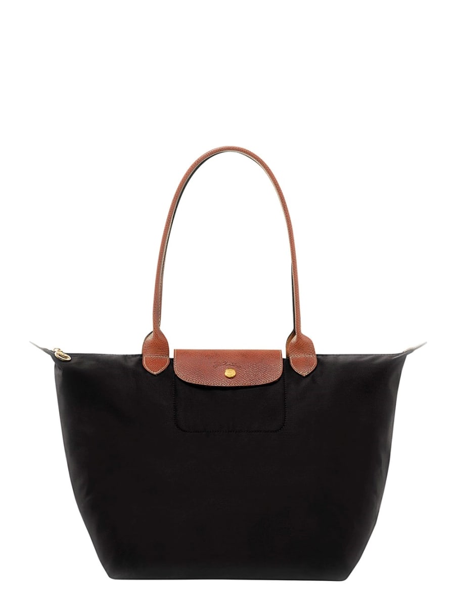 Longchamp Borsa a Spalla 'Le Pliage Original' con Logo Impresso in Tela Riciclata Nera Donna