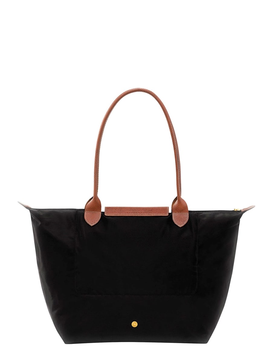Longchamp Borsa a Spalla 'Le Pliage Original' con Logo Impresso in Tela Riciclata Nera Donna, view 3