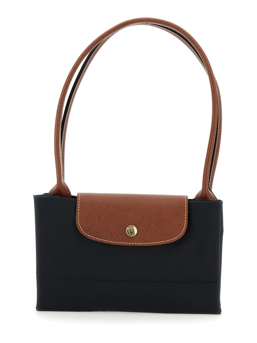 Longchamp Borsa a Spalla 'Le Pliage Original' con Logo Impresso in Tela Riciclata Nera Donna, view 4