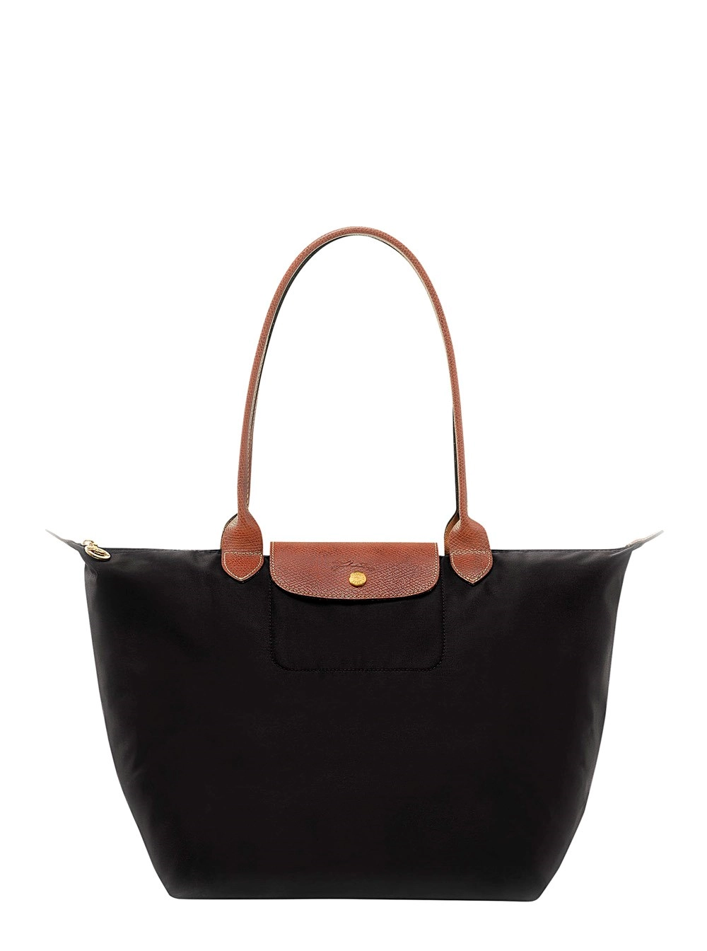 Longchamp Borsa a Spalla 'Le Pliage Original' con Logo Impresso in Tela Riciclata Nera Donna