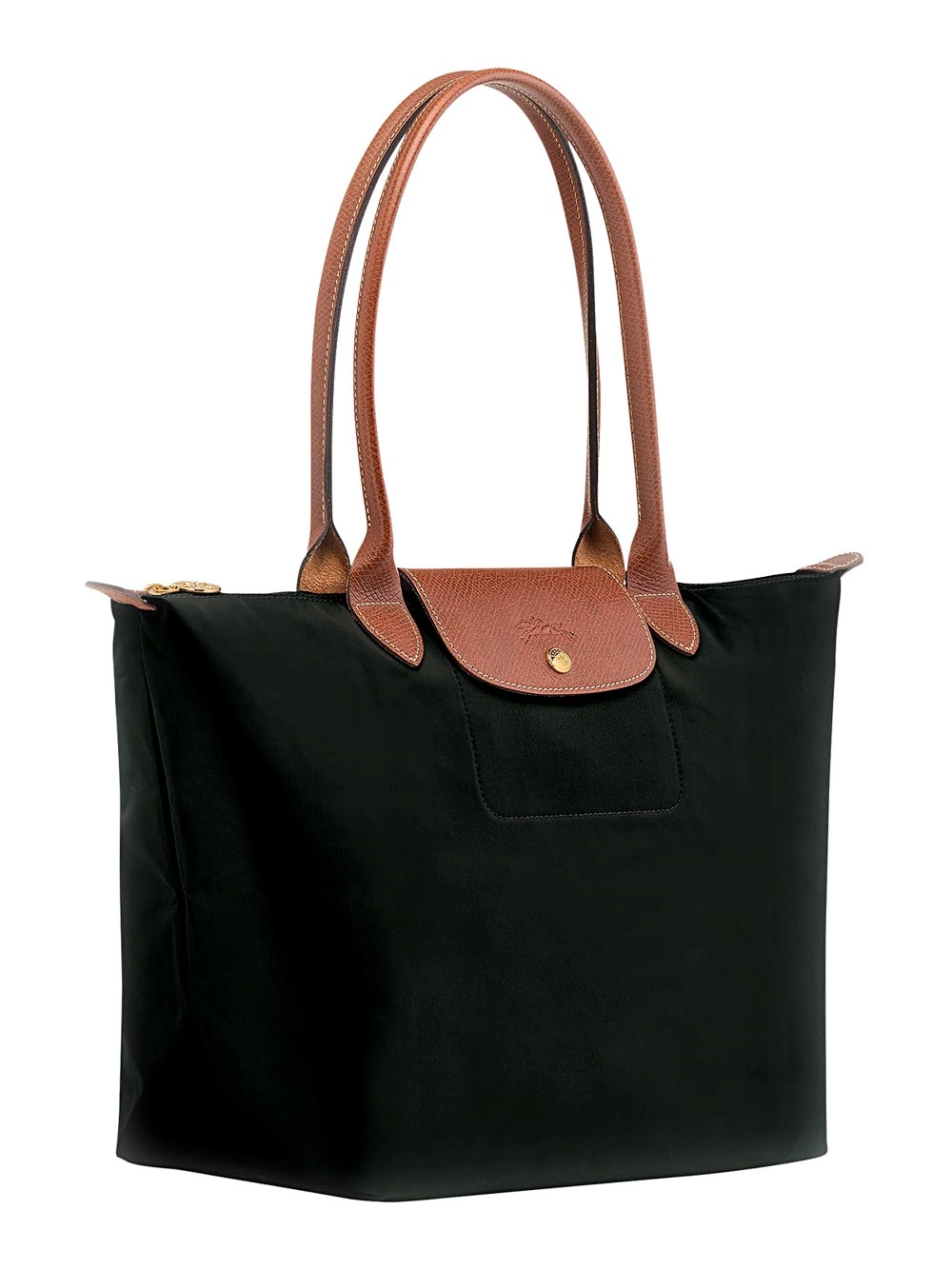 Longchamp Borsa a Spalla 'Le Pliage Original' con Logo Impresso in Tela Riciclata Nera Donna, view 2