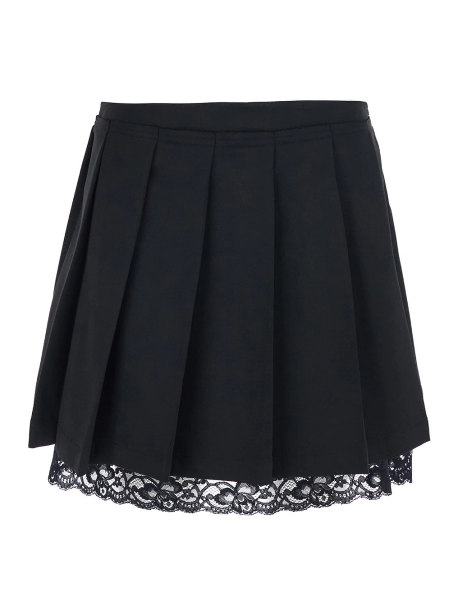 Jucca Gonna Pieghettata Mini con Pieghe Sui Fianchi in Tessuto Tecnico Nero Donna