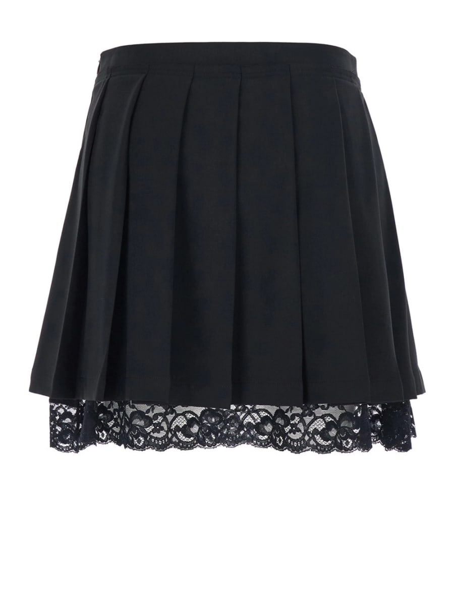 Jucca Gonna Pieghettata Mini con Pieghe Sui Fianchi in Tessuto Tecnico Nero Donna, view 2