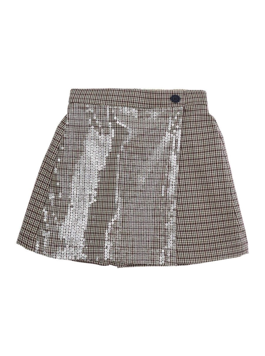 Monnalisa kids Short Pied de Poule con Dettagli a Contrasto in Bianco