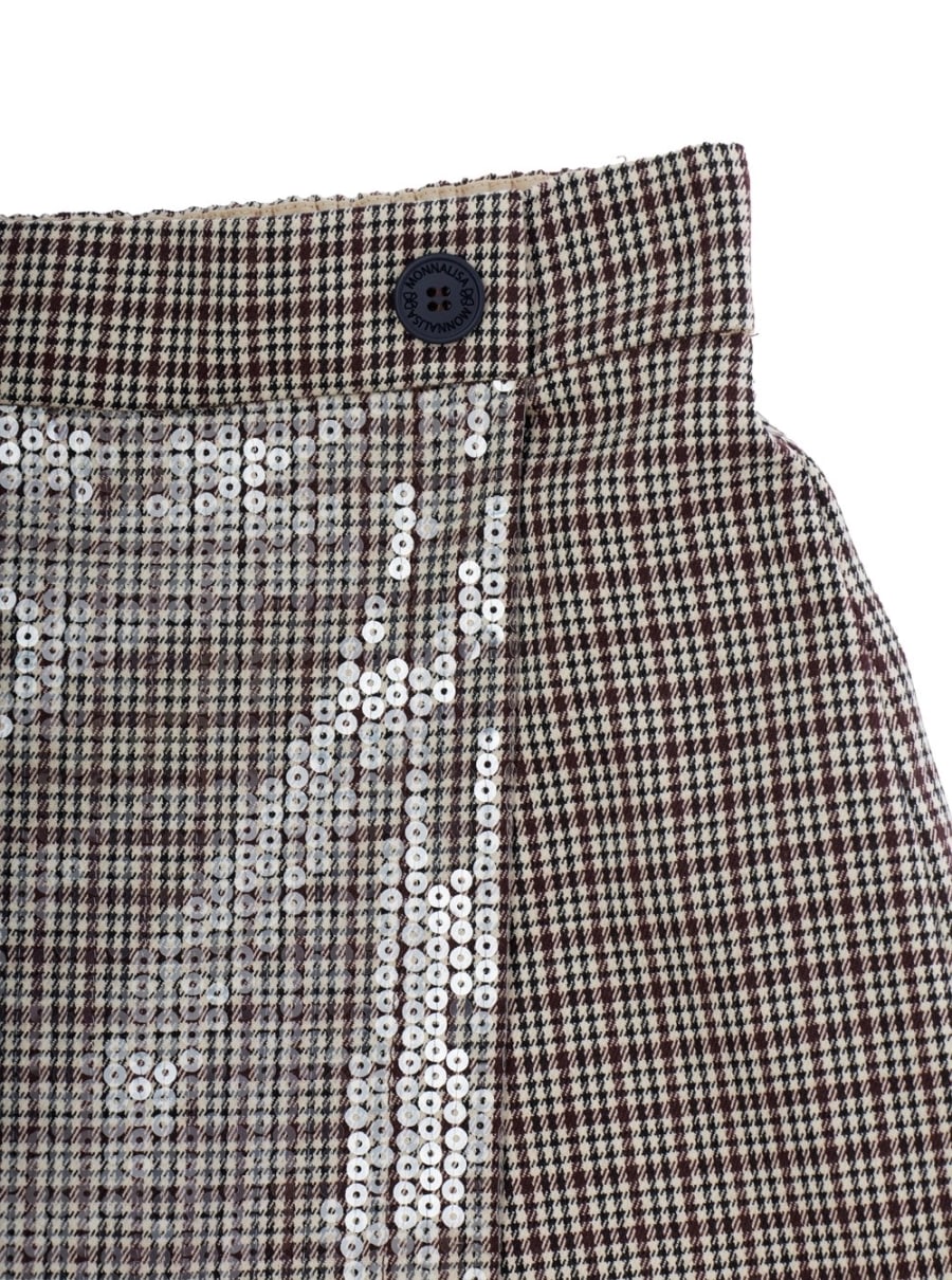 Monnalisa kids Short Pied de Poule con Dettagli a Contrasto in Bianco, view 3
