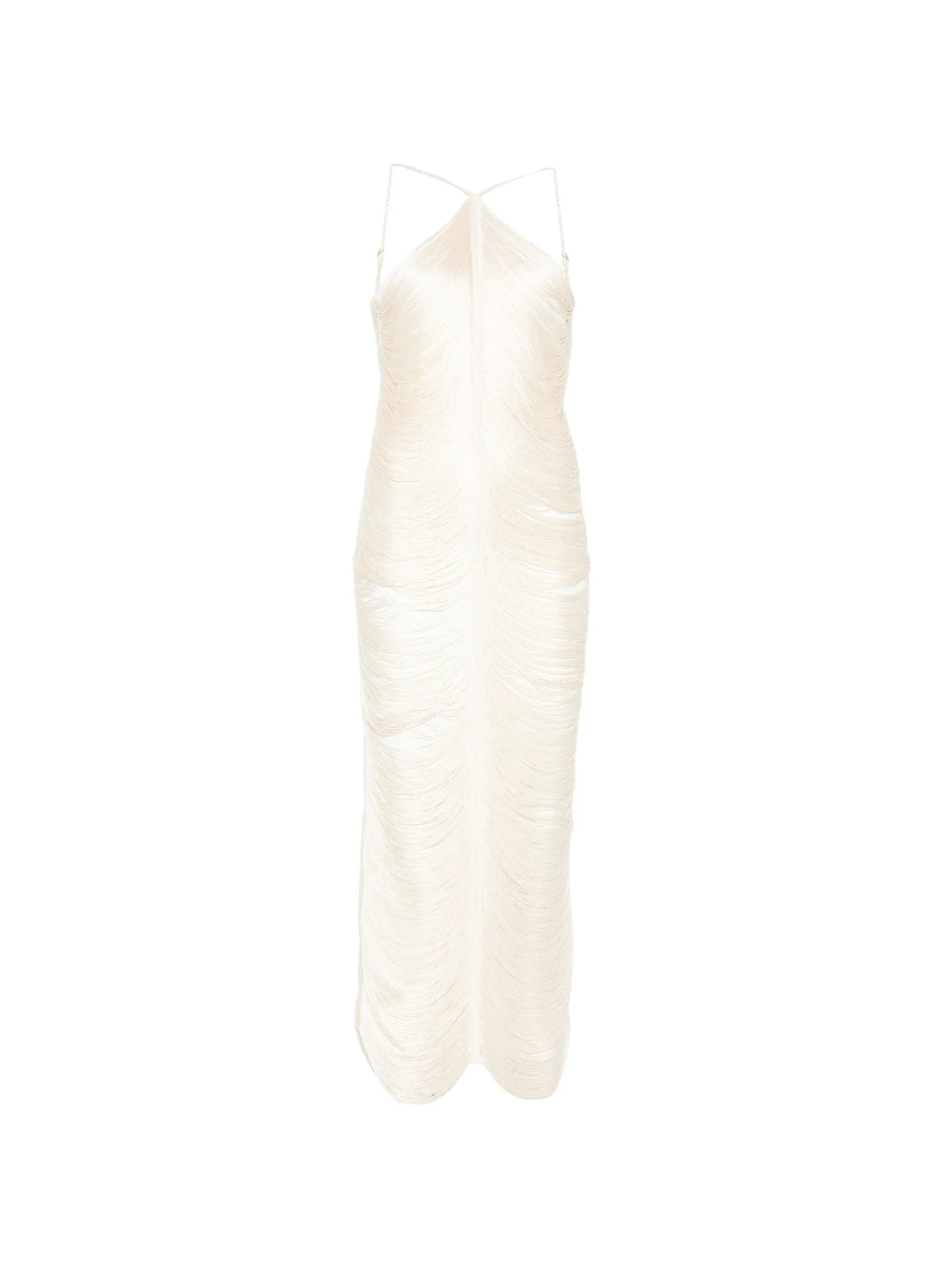 Bless Bless Jade Fringed Halterneck Dress