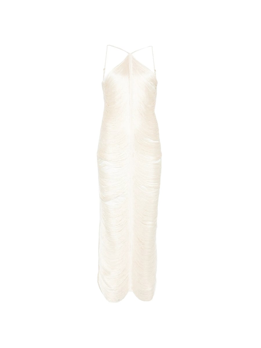 Bless Bless Jade Fringed Halterneck Dress