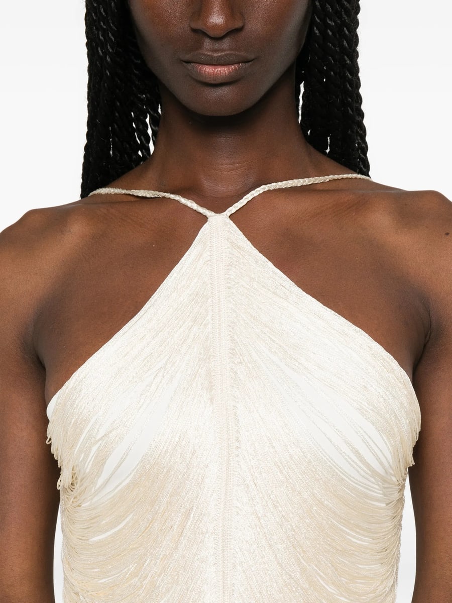 Bless Bless Jade Fringed Halterneck Dress, view 3