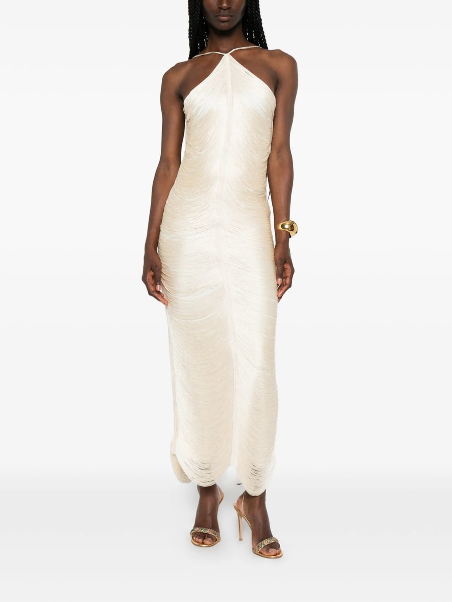 Bless Bless Jade Fringed Halterneck Dress, view 4