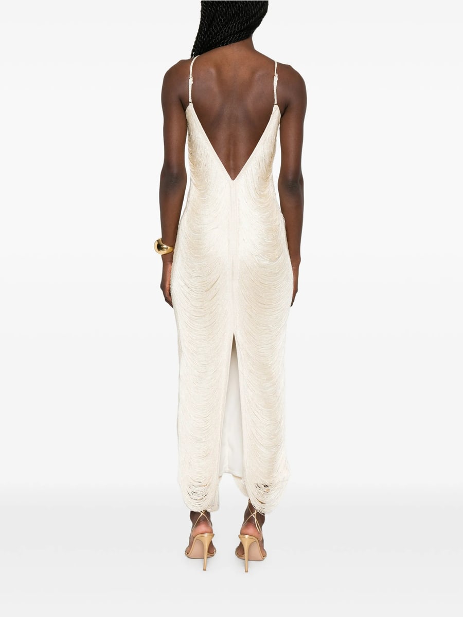 Bless Bless Jade Fringed Halterneck Dress, view 5