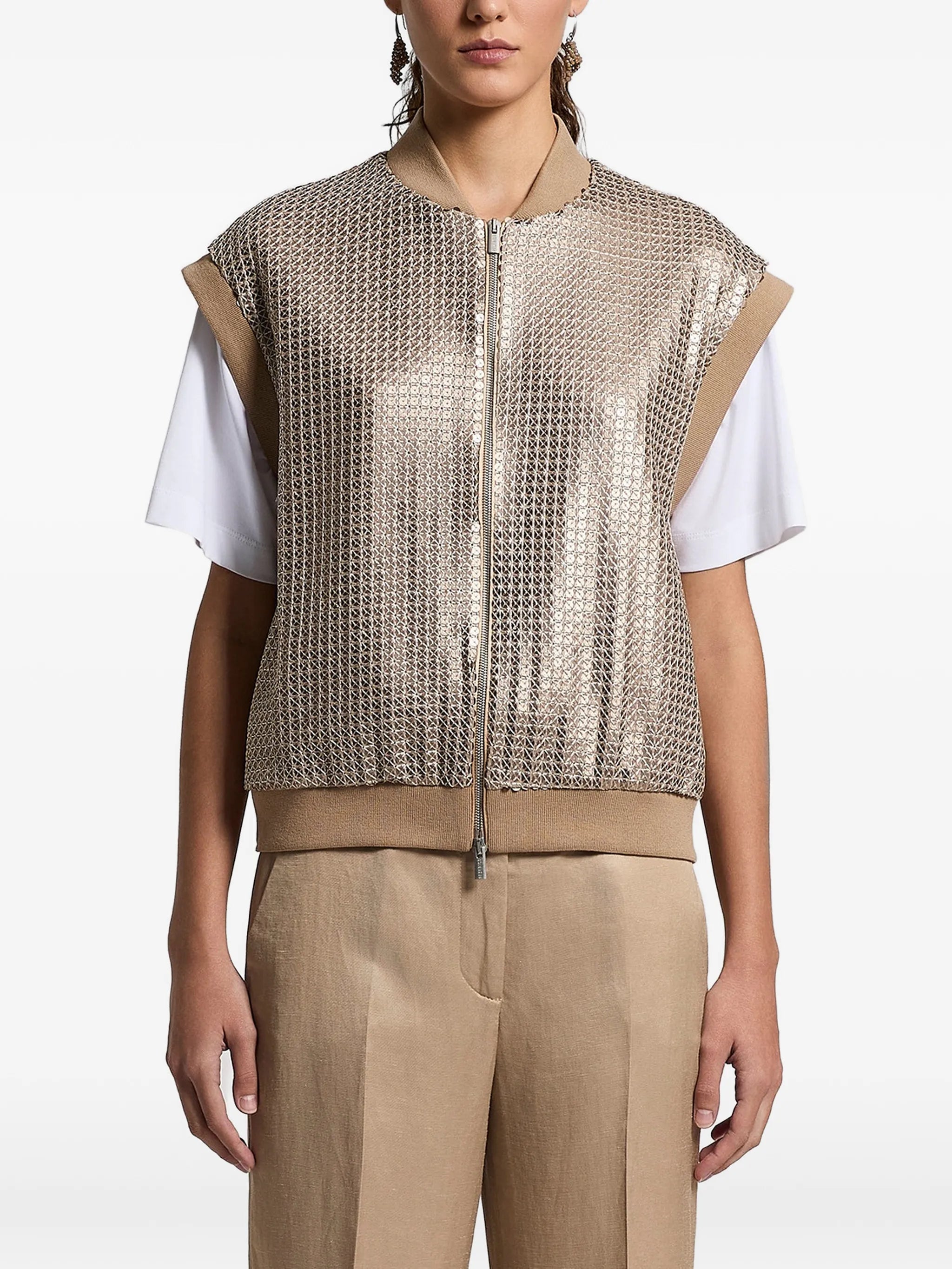 Peserico Peserico Sequin-embellishment Zip-up Gilet