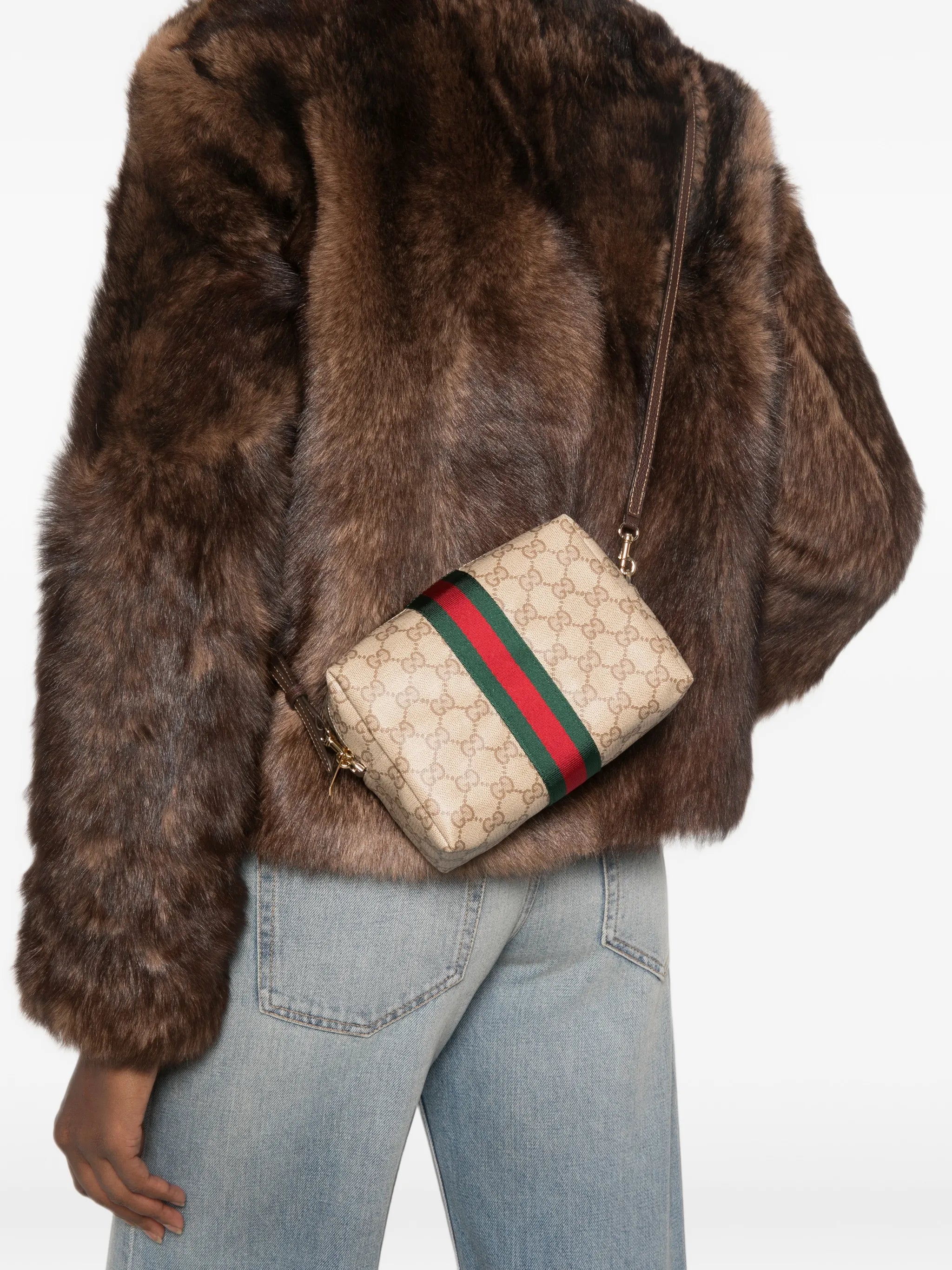 Gucci Gucci GG Supreme Web-stripe Clutch Bag, view 2