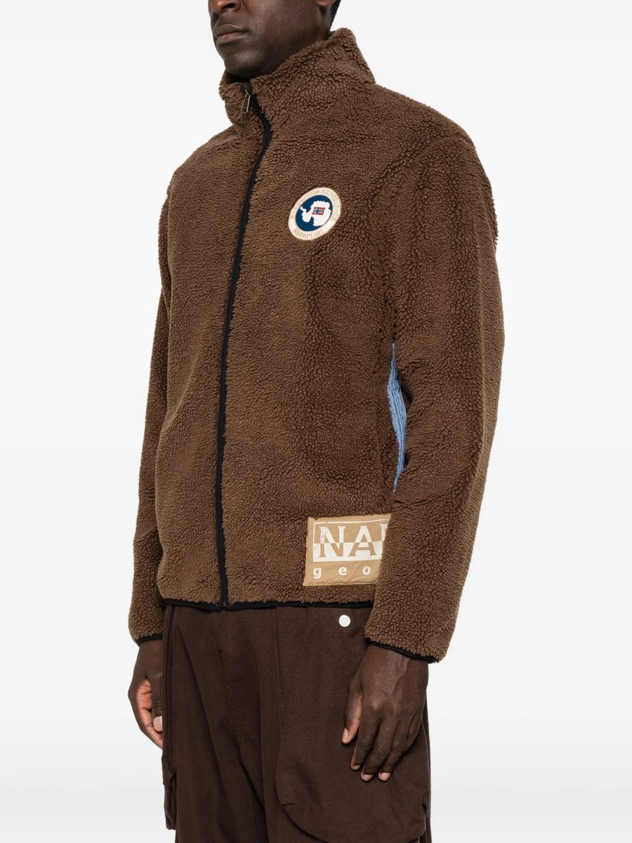 Napapijri Napapijri Fleece-texture Logo-patch Jacket, view 2