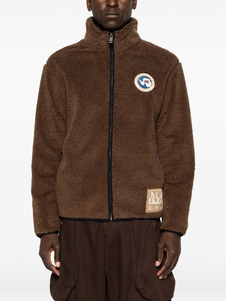 Napapijri Napapijri Fleece-texture Logo-patch Jacket, view 4