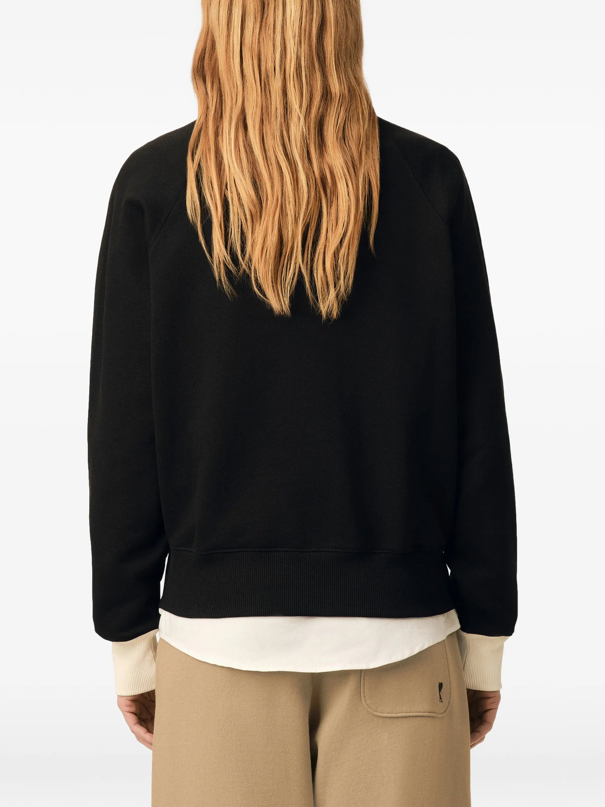 AMI Paris Ami Paris Zipped Cotton Sweatshirt With Ami De Coeur, view 2