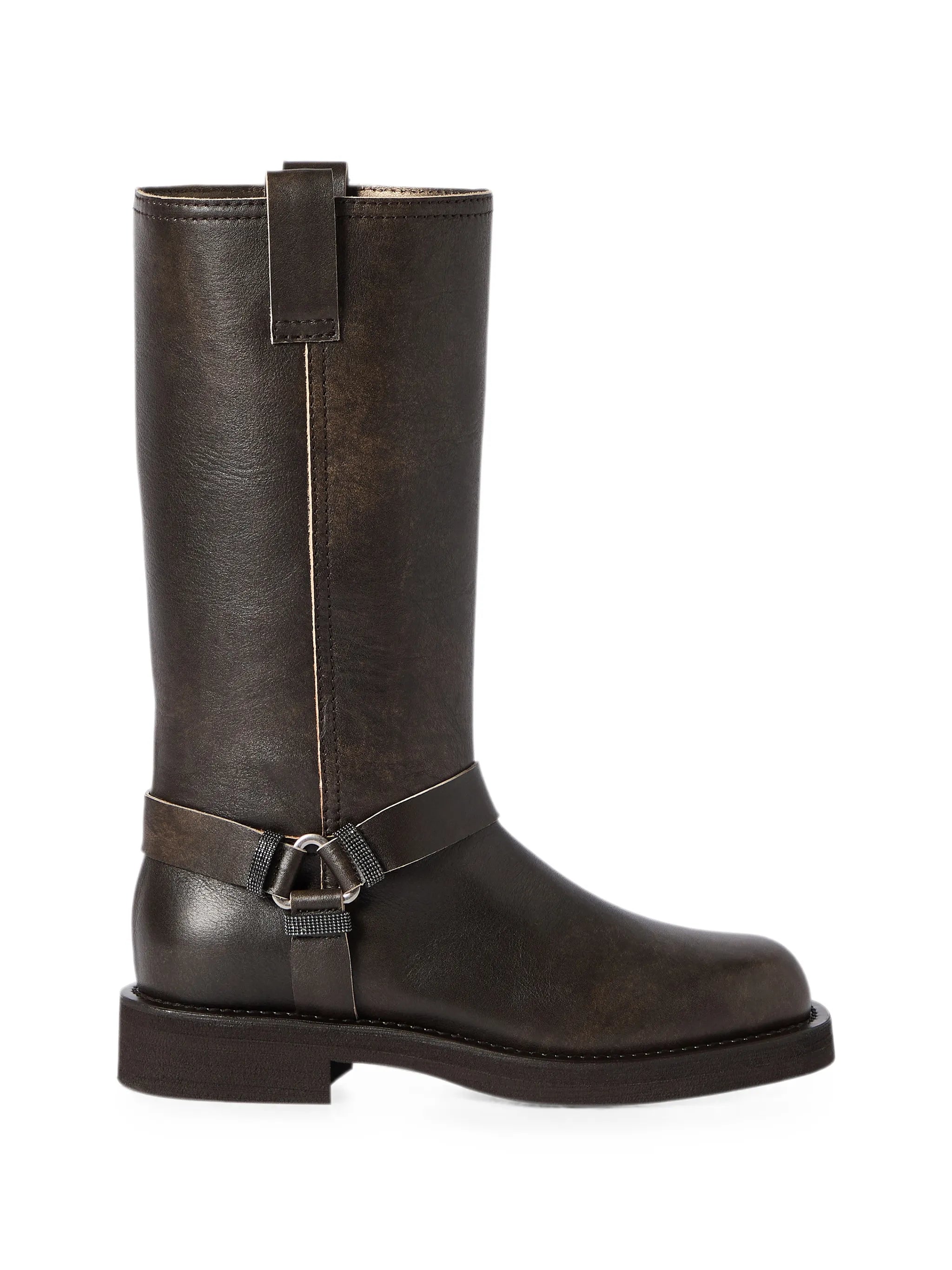 Brunello Cucinelli Brunello Cucinelli Leather Biker Boots With Shiny Loops