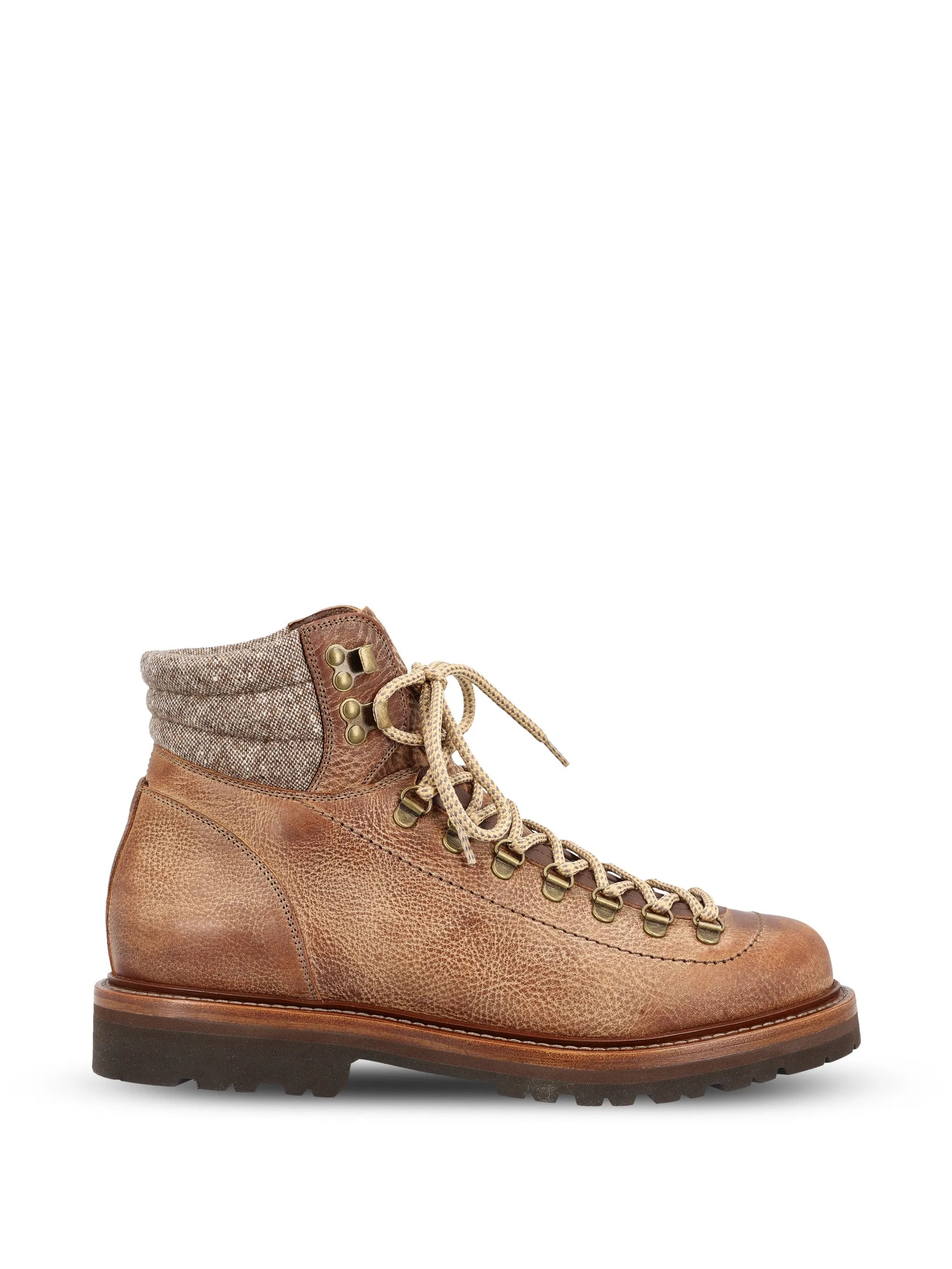 Brunello Cucinelli Brunello Cucinelli Grained Calfskin Mountain-style Boots With Wool And Cashmere Insert