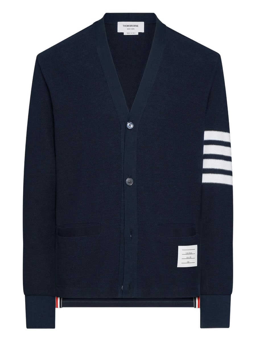 Thom Browne Thom Browne V-neck Logo Patch Cardigan