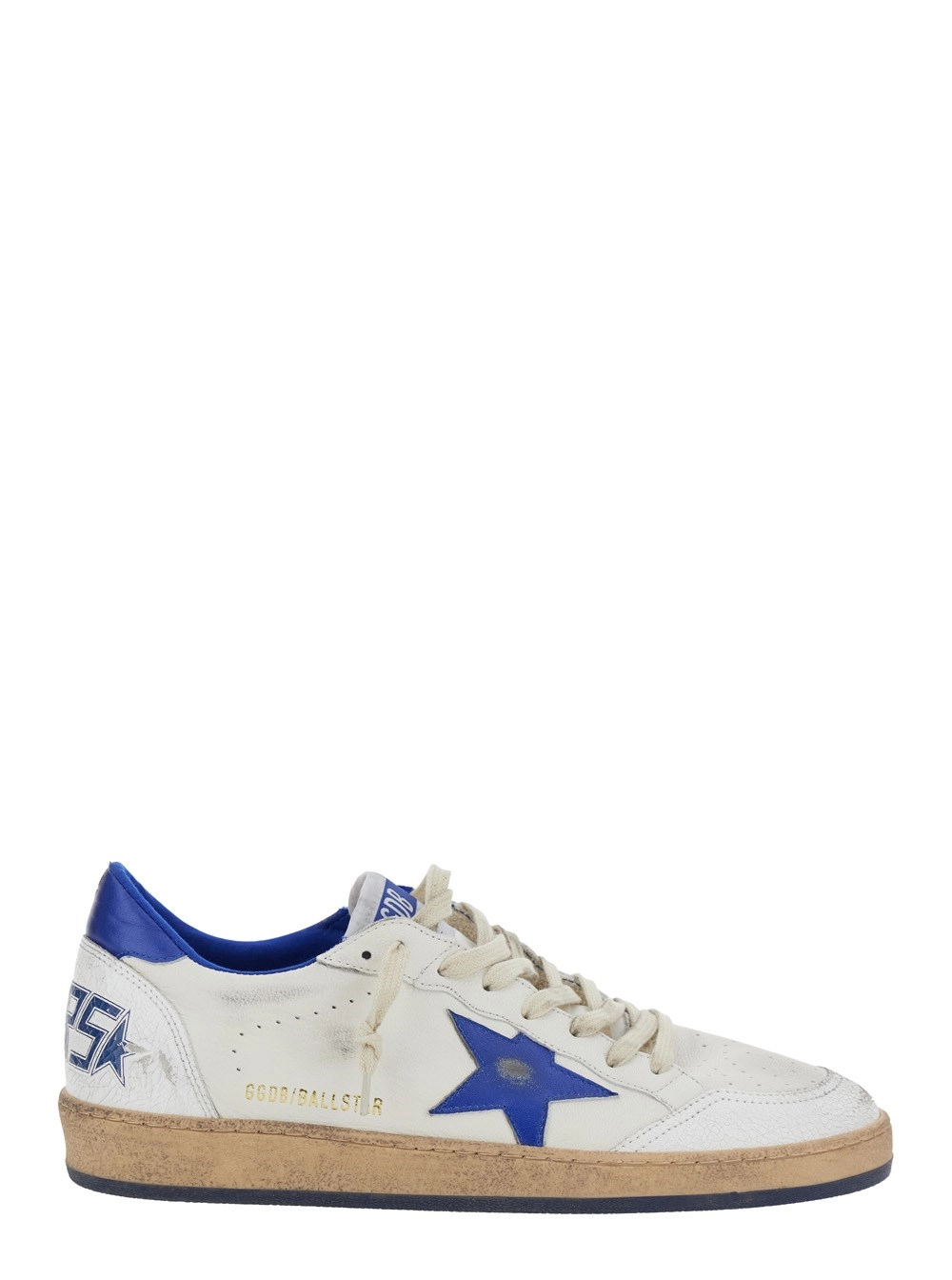 Golden Goose Sneaker 'Ballstar' Low Top con Patch a Stella sul Lato e Maxi Lettering sul Retro in Pelle Bianca Uomo