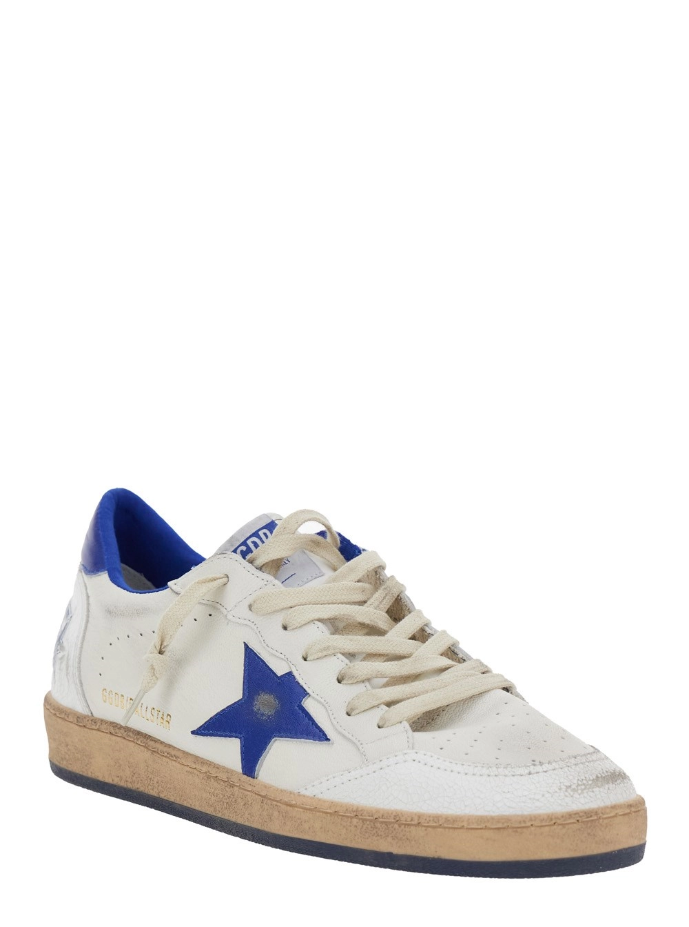 Golden Goose Sneaker 'Ballstar' Low Top con Patch a Stella sul Lato e Maxi Lettering sul Retro in Pelle Bianca Uomo, view 2