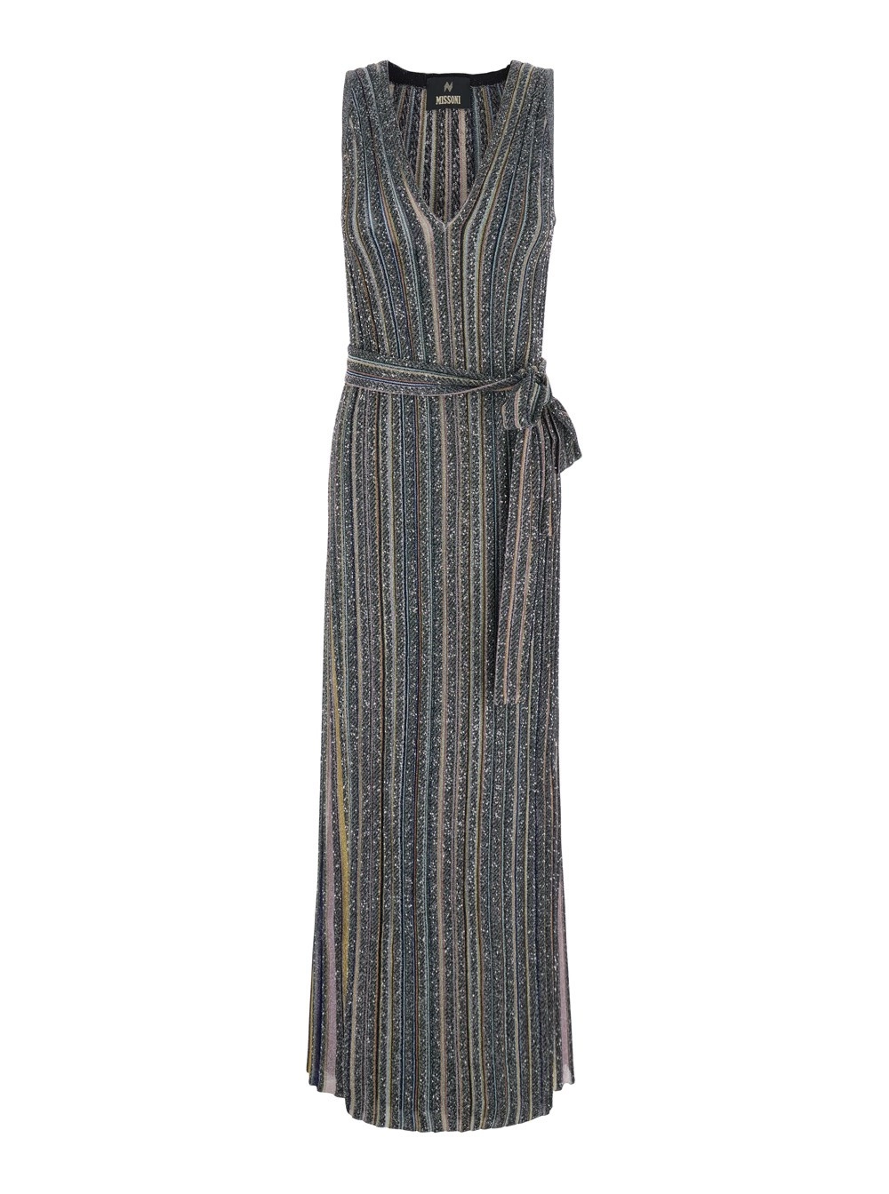 Missoni Abito lungo con maniche senza spalline e scollo a V in multicolor per donna