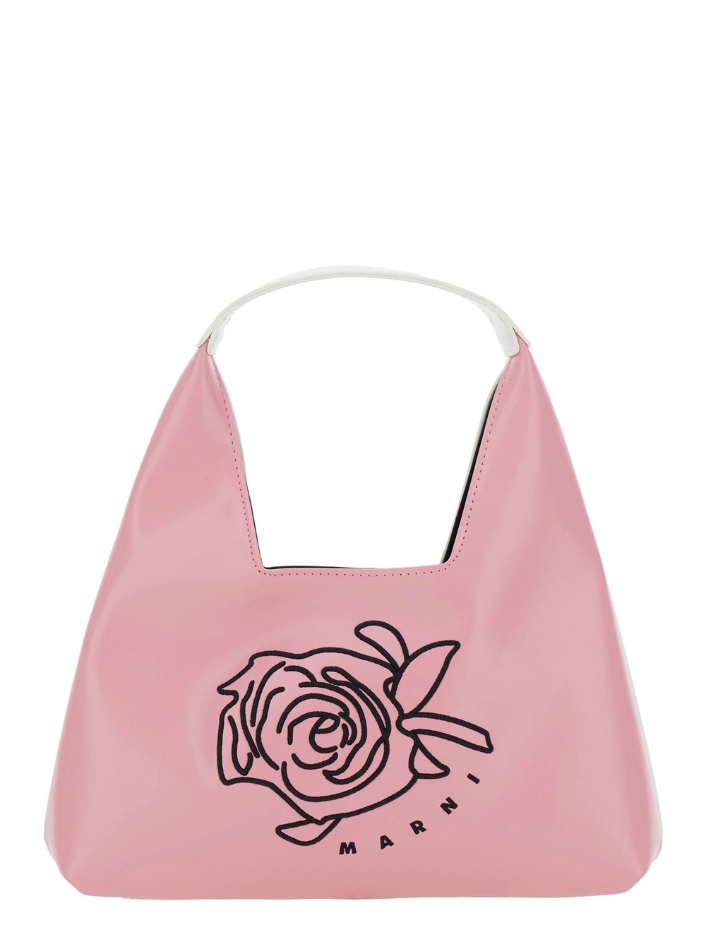 Marni kids Borsa a Tracolla con Manico Superiore e Maxi Logo in Ecopelle Rosa Bambina