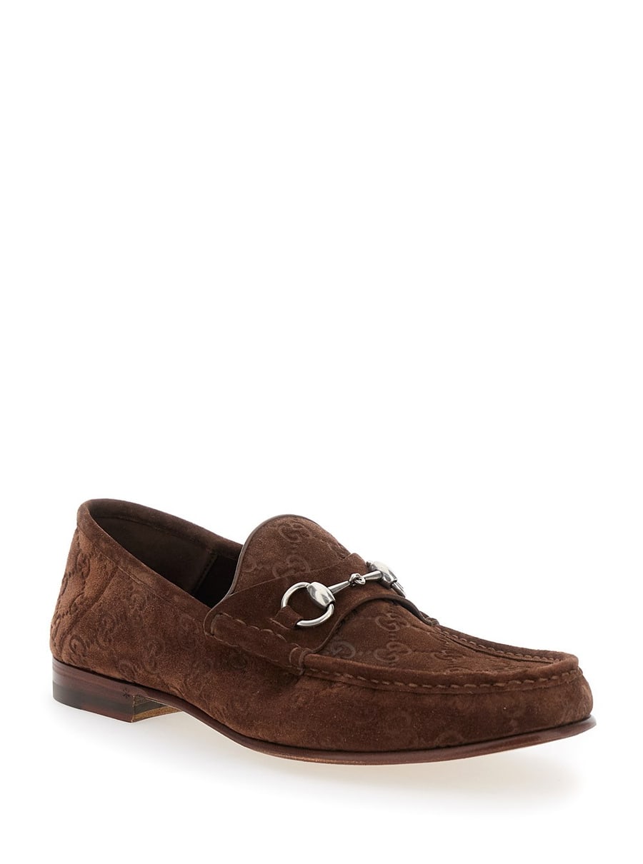Gucci Mocassini 'Horsebit 1953' con Morsetto in Tela GG Supreme Marroni Uomo, view 2