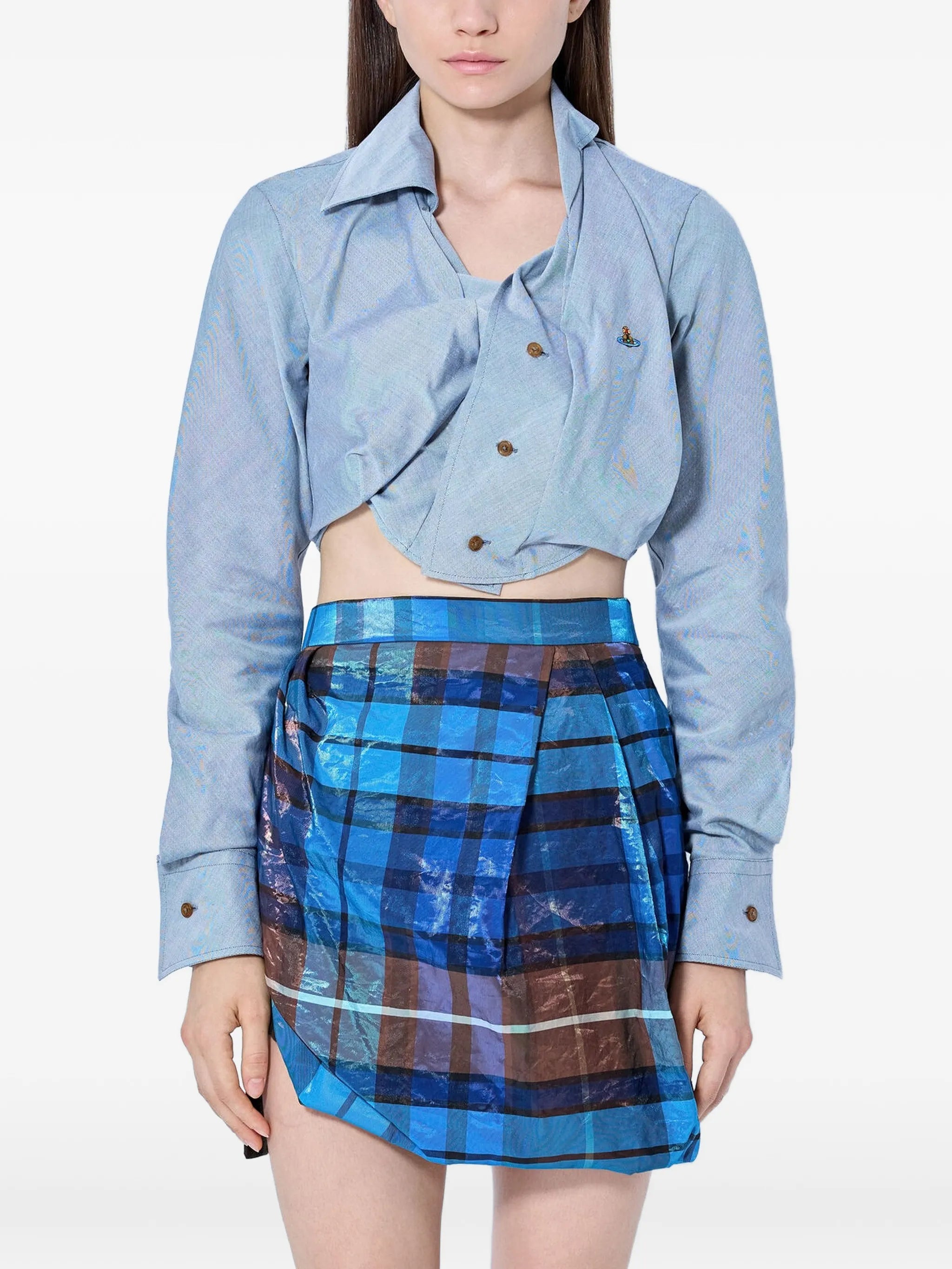 Vivienne Westwood Vivienne Westwood Asymmetrical Cropped Shirt With Classic Collar And Button Placket.Classic CollarButton PlacketLong Sleeves