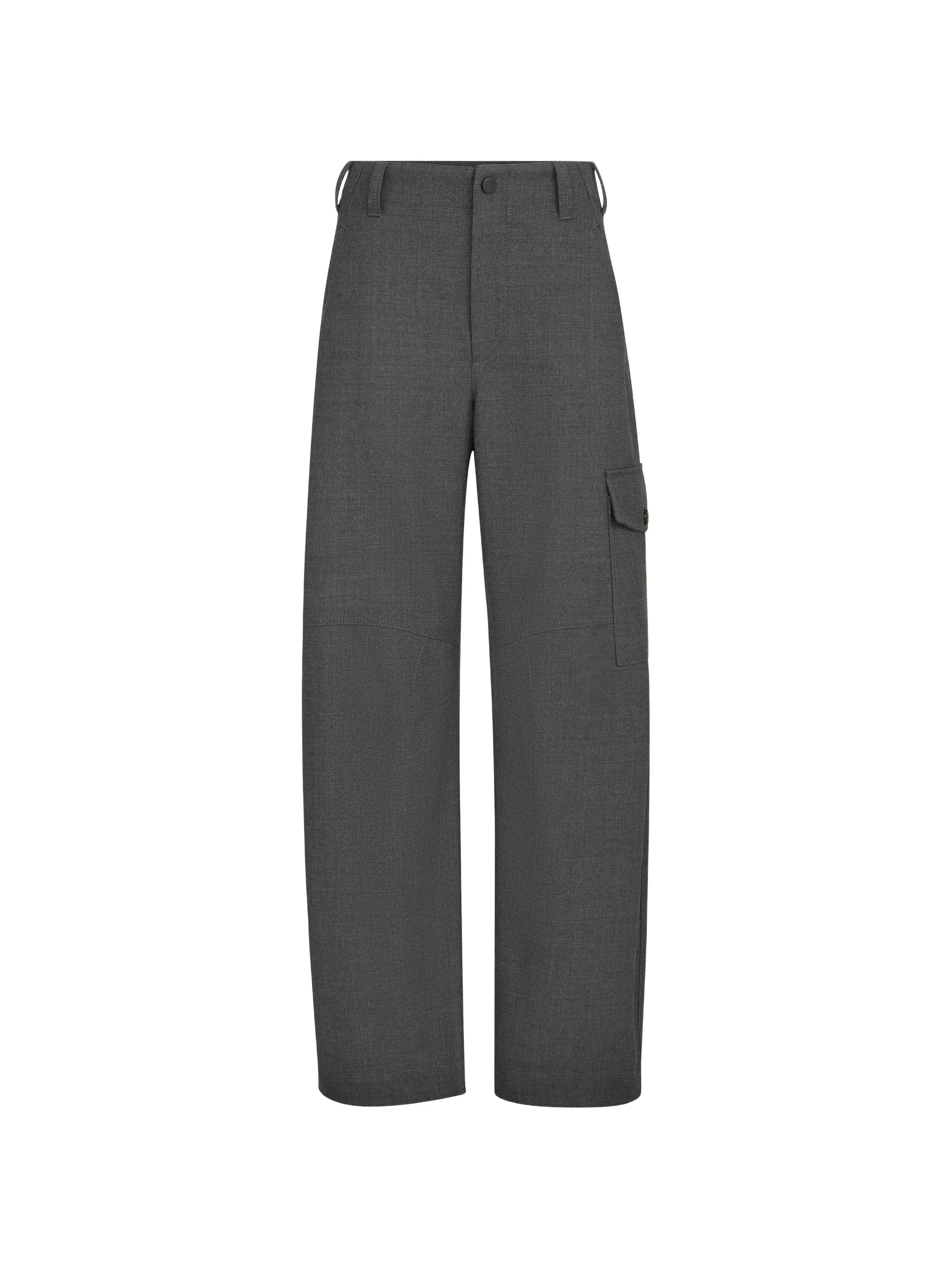 Brunello Cucinelli Brunello Cucinelli Virgin Wool Twill Cargo Barrel Trousers With Monili