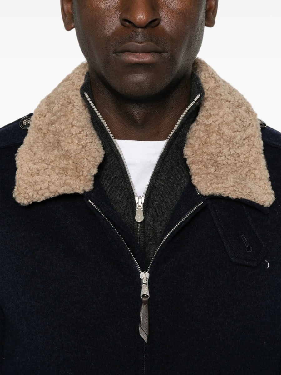 Brunello Cucinelli Brunello Cucinelli Shearling-collar Bomber Jacket, view 2