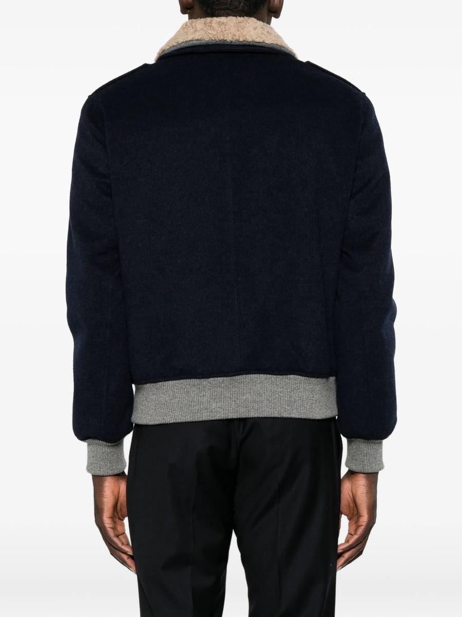 Brunello Cucinelli Brunello Cucinelli Shearling-collar Bomber Jacket, view 4