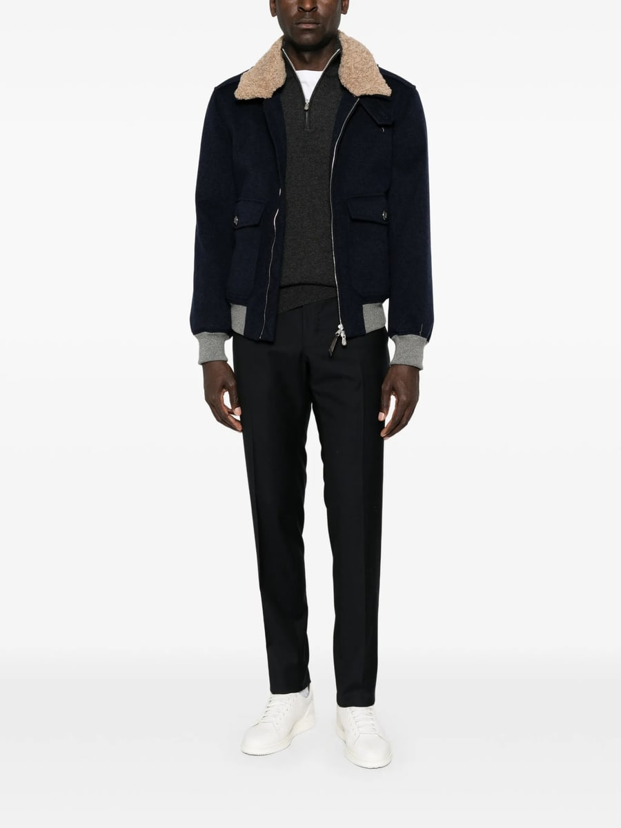 Brunello Cucinelli Brunello Cucinelli Shearling-collar Bomber Jacket, view 5