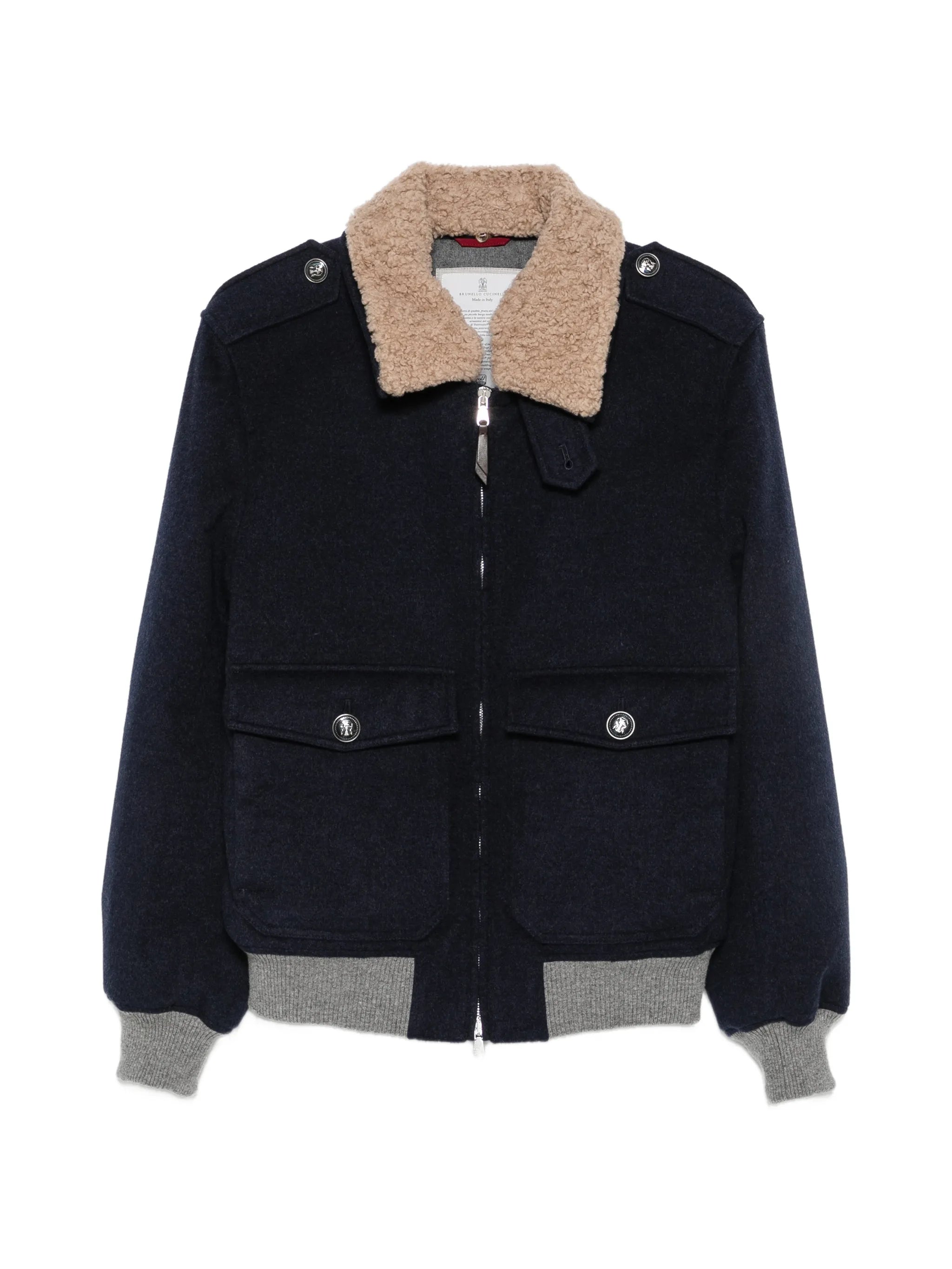 Brunello Cucinelli Brunello Cucinelli Shearling-collar Bomber Jacket