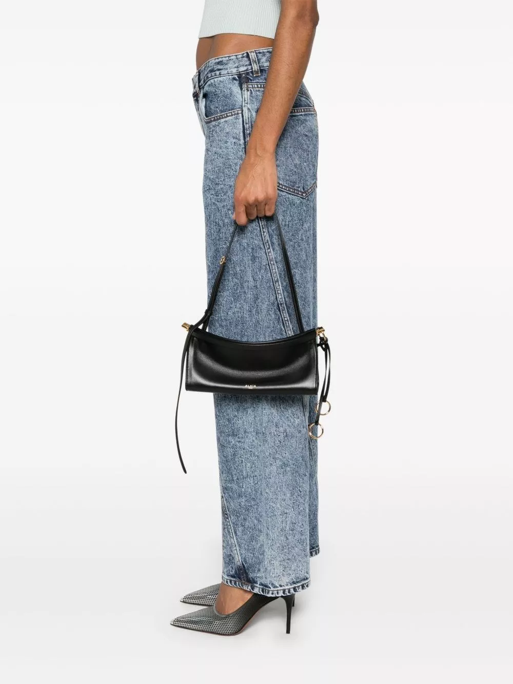 Alaïa Le Click East West borsa a spalla in pelle piccola, view 2