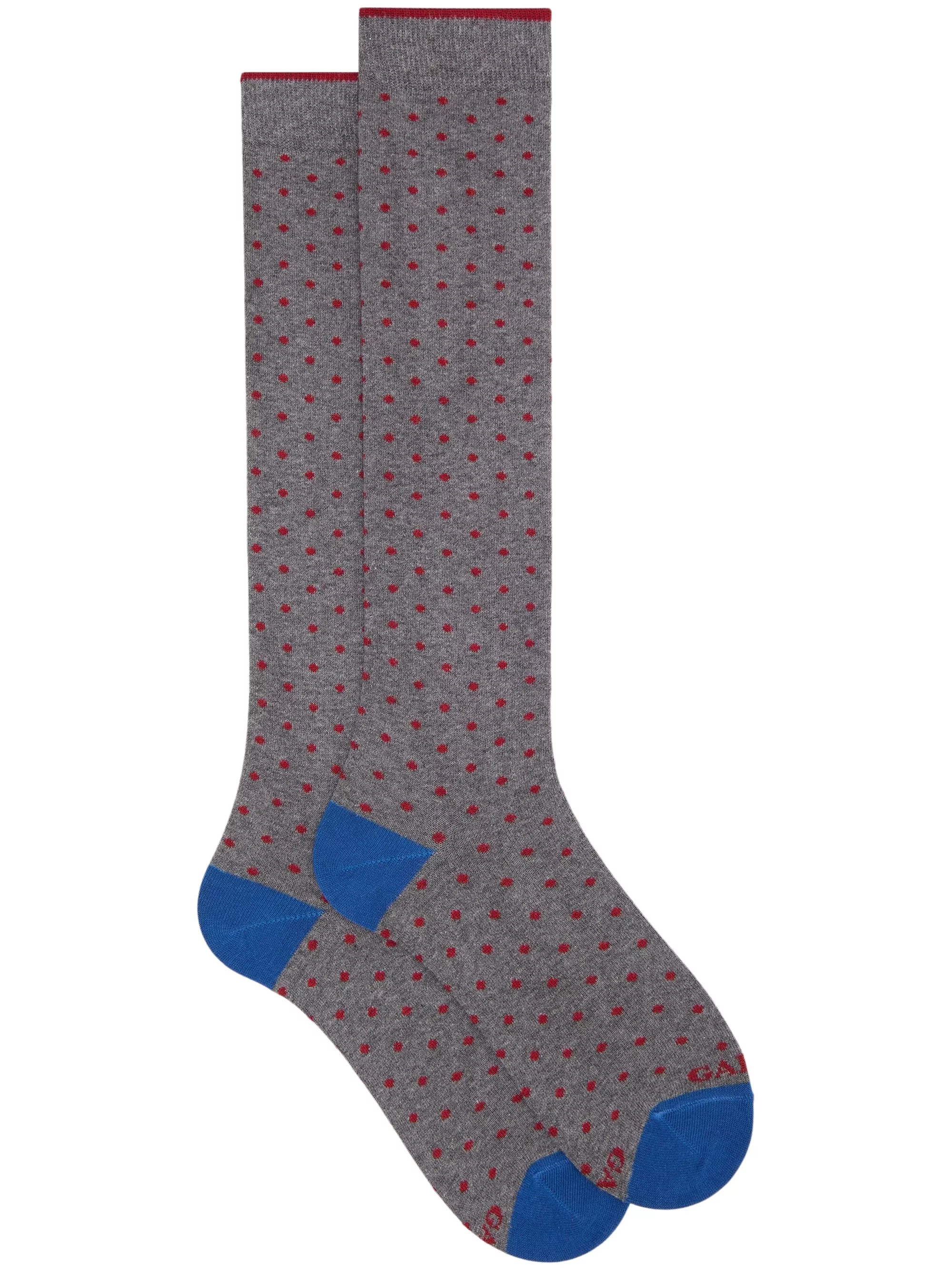Gallo Calze lunghe grigie calde in cotone con pois