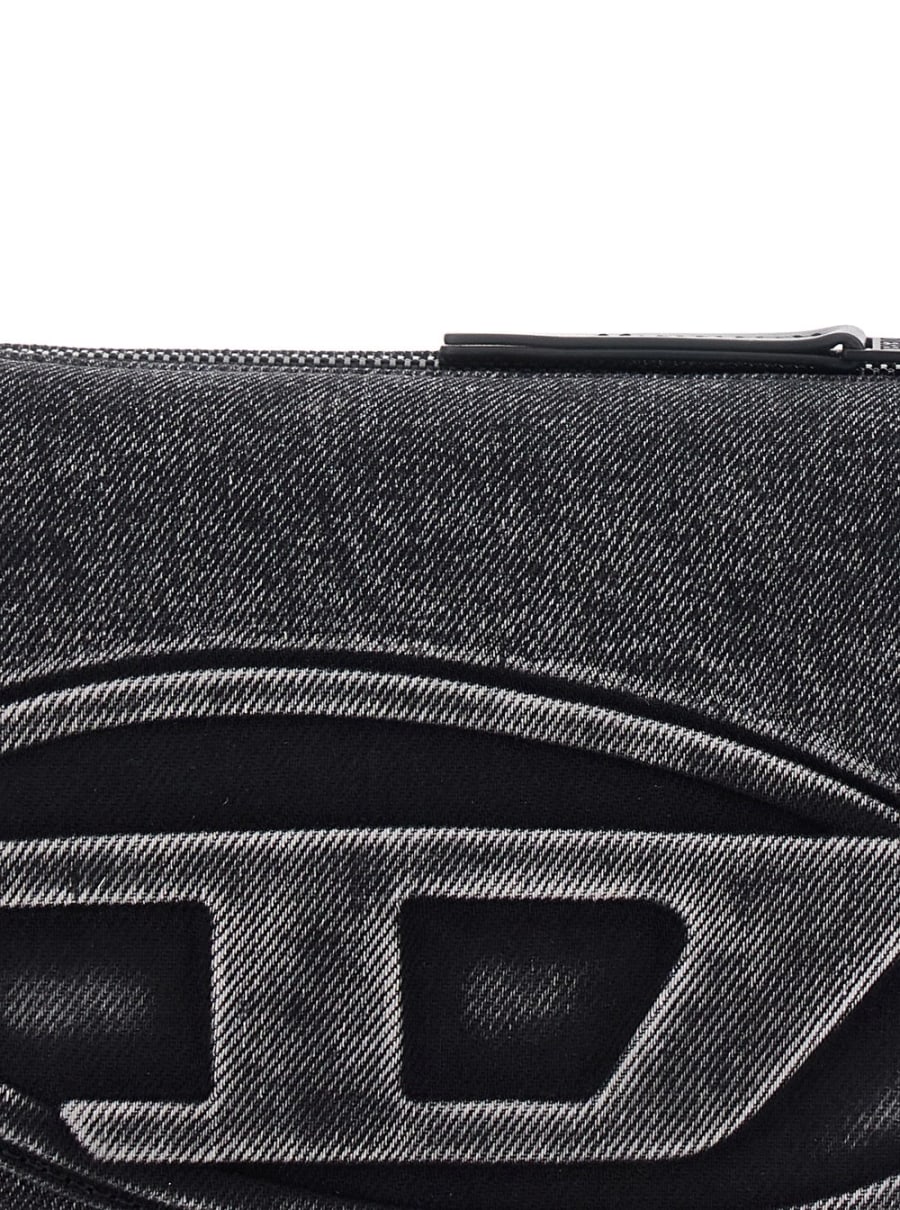 Diesel Borsa a Tracolla '1DR' con Logo Oval D sul Fronte in Misto Cotone Nera Uomo, view 5
