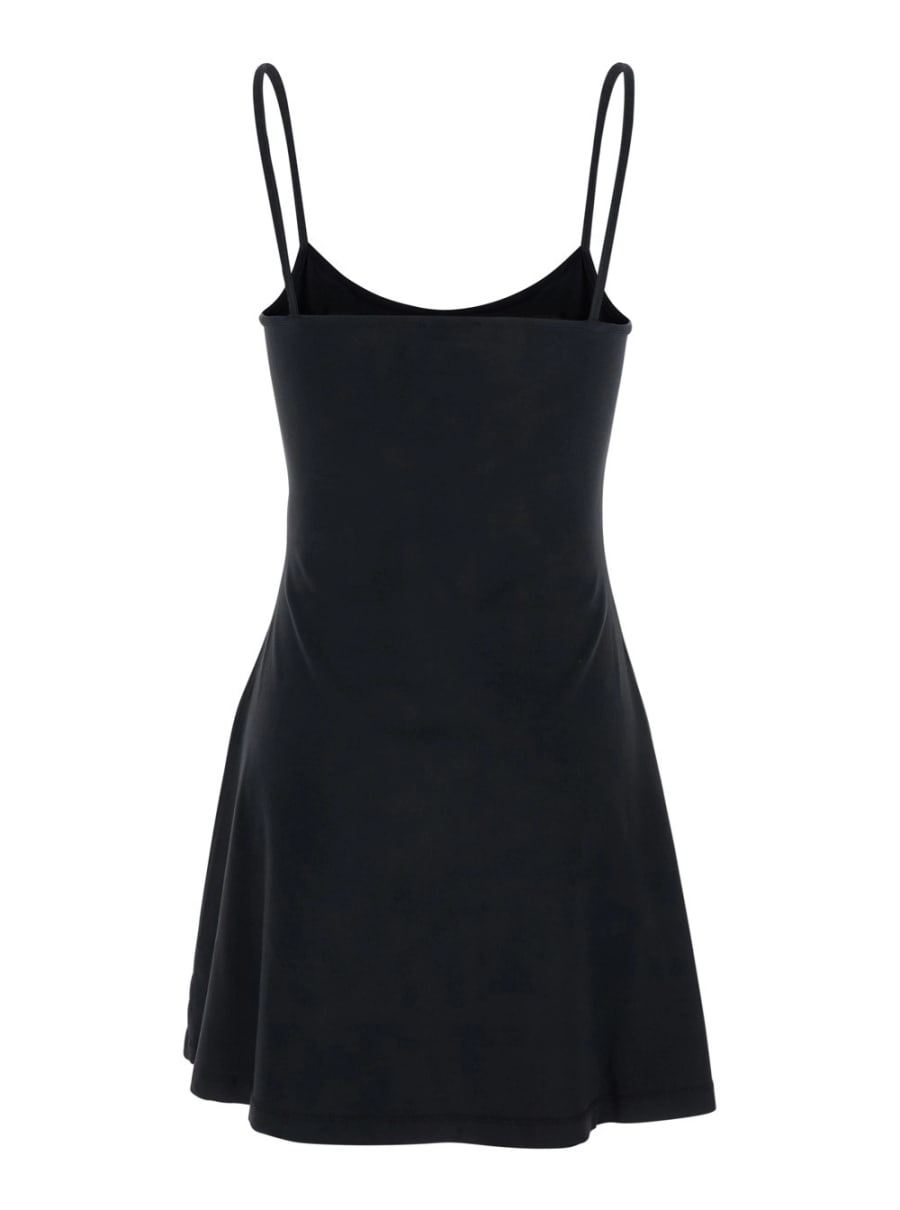 Diesel Abito con Spalline Sottili e Placca DLogo sul Fronte in Cotone Nero Donna, view 2